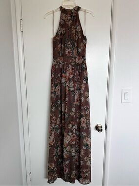 Windsor Brown Floral Halter Maxi Dress